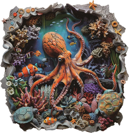 Underwater World with Octopus Wooden Jigsaw Puzzle