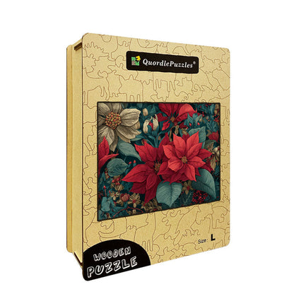 Poinsettia Pattern Wooden Jigsaw Puzzle