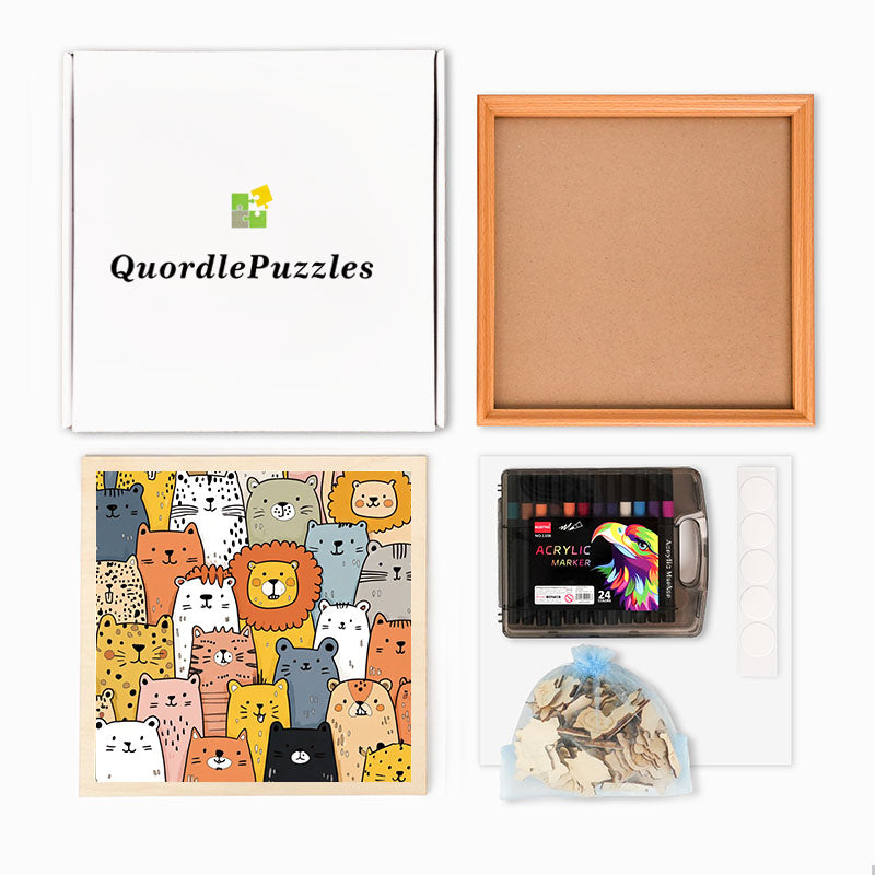 Animal Friends- Wooden Coloring Puzzle
