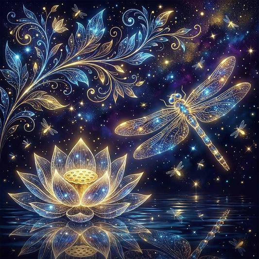 Celestial Lotus Dragonfly Wooden Jigsaw Puzzle