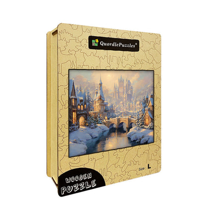 Snowy Village Wooden Jigsaw Puzzle
