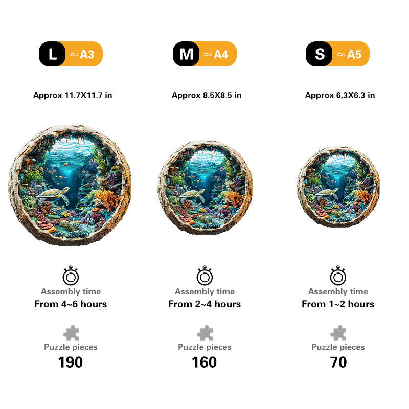 3D Coral Reef Turtle Wooden Jigsaw Puzzle