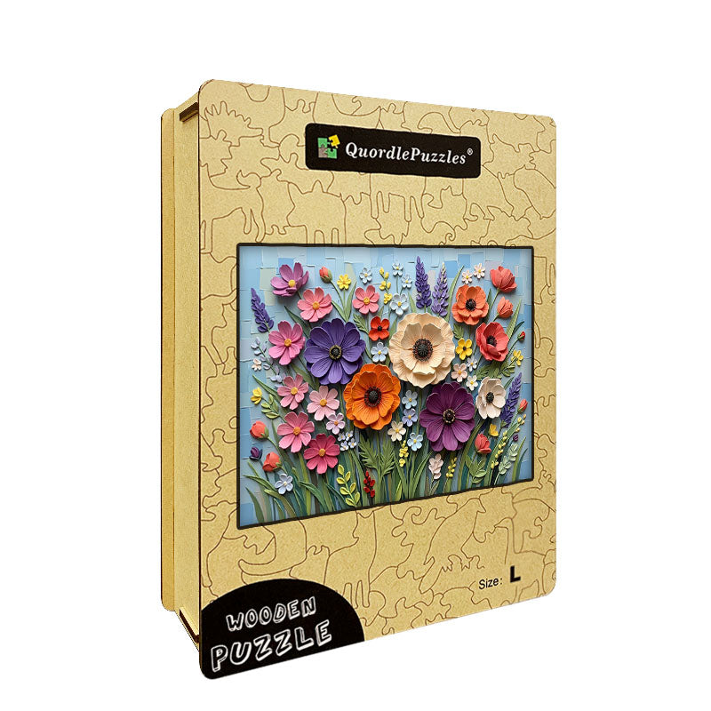 Paper-Cut Blossom Garden Wooden Jigsaw Puzzle