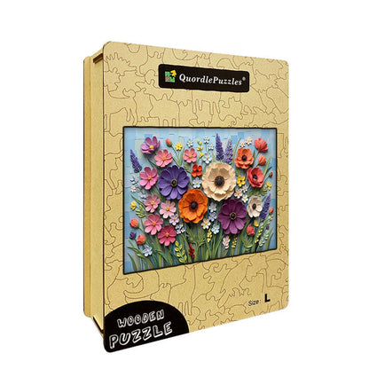 Paper-Cut Blossom Garden Wooden Jigsaw Puzzle