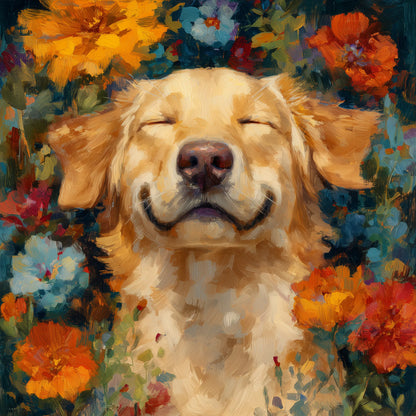 Dog in Flowers Wooden Jigsaw Puzzle