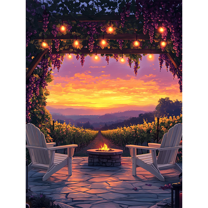 Vineyard Sunset Patio Wooden Jigsaw Puzzle
