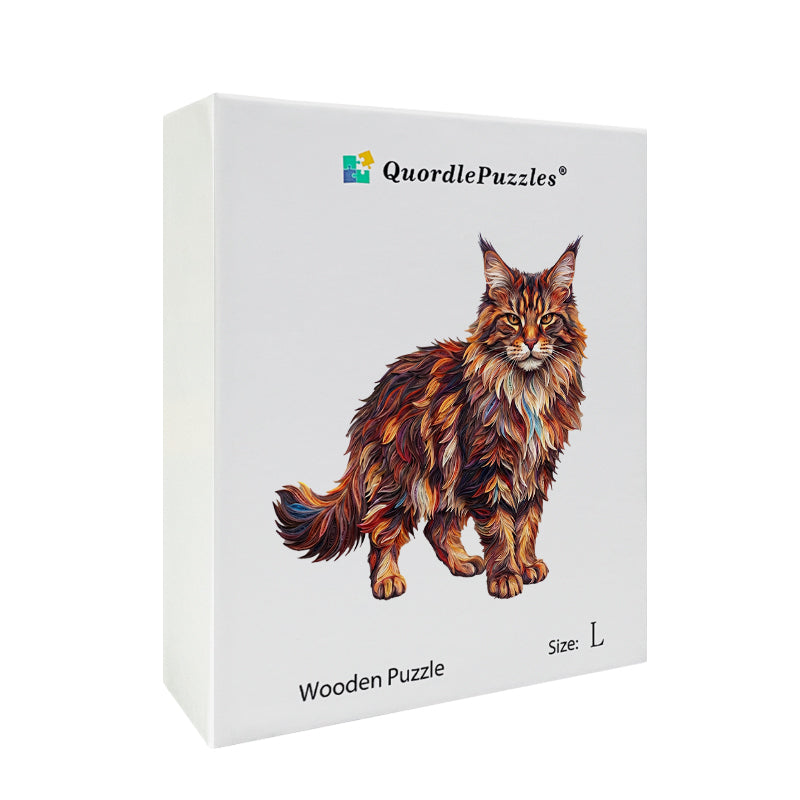 Vibrant Abstract Cat Wooden Puzzle