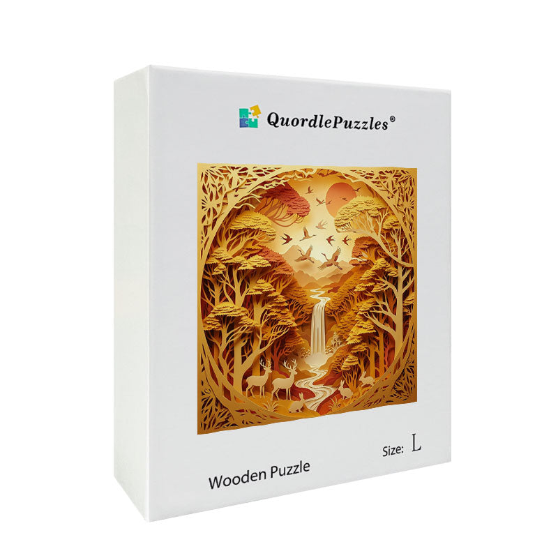 Autumn Forest Paper Cut Wooden Jigsaw Puzzle