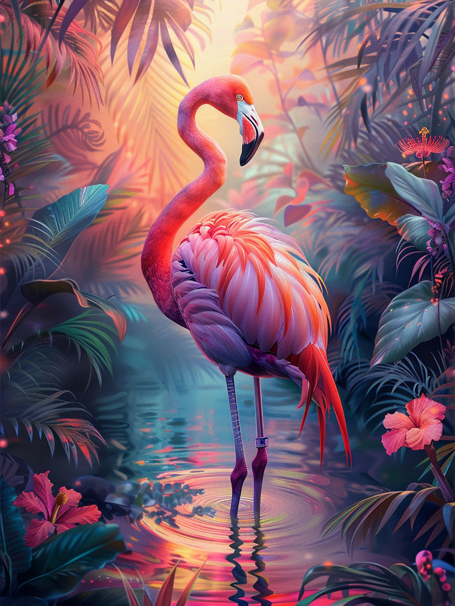 Tropical Flamingo Wooden Jigsaw Puzzle