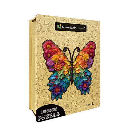 Floral Rainbow Butterfly Wooden Jigsaw Puzzle