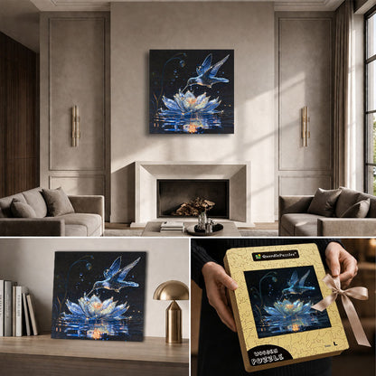 Blue Lotus Hummingbird – Crystal Edition