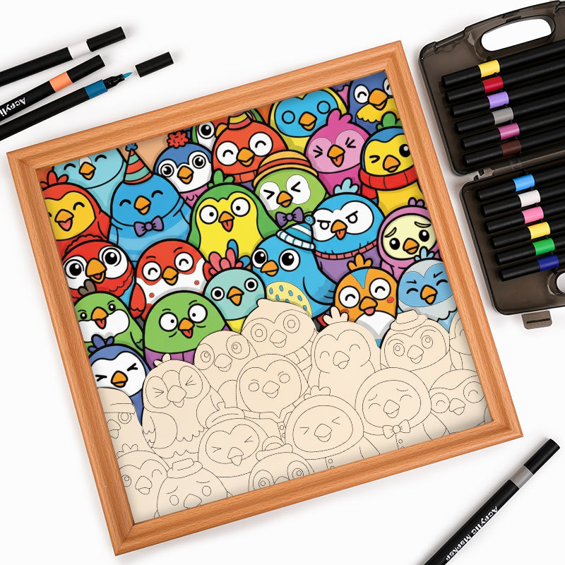 Birdie Party - Wooden Coloring Puzzle