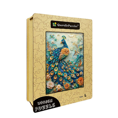 Peacock Paper Cut Wooden Jigsaw Puzzle