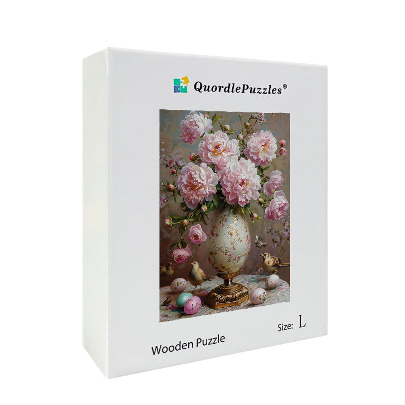 Floral Elegance with Birds Wooden Jigsaw Puzzle