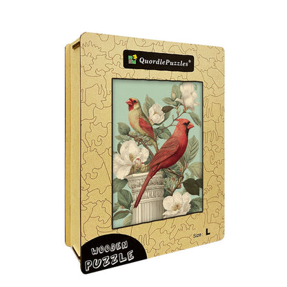 Perched Cardinals Wooden Jigsaw Puzzle