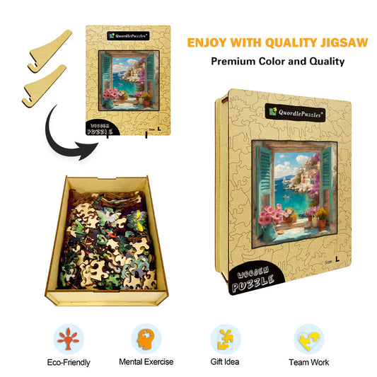 Mediterranean Window Wooden Jigsaw Puzzle