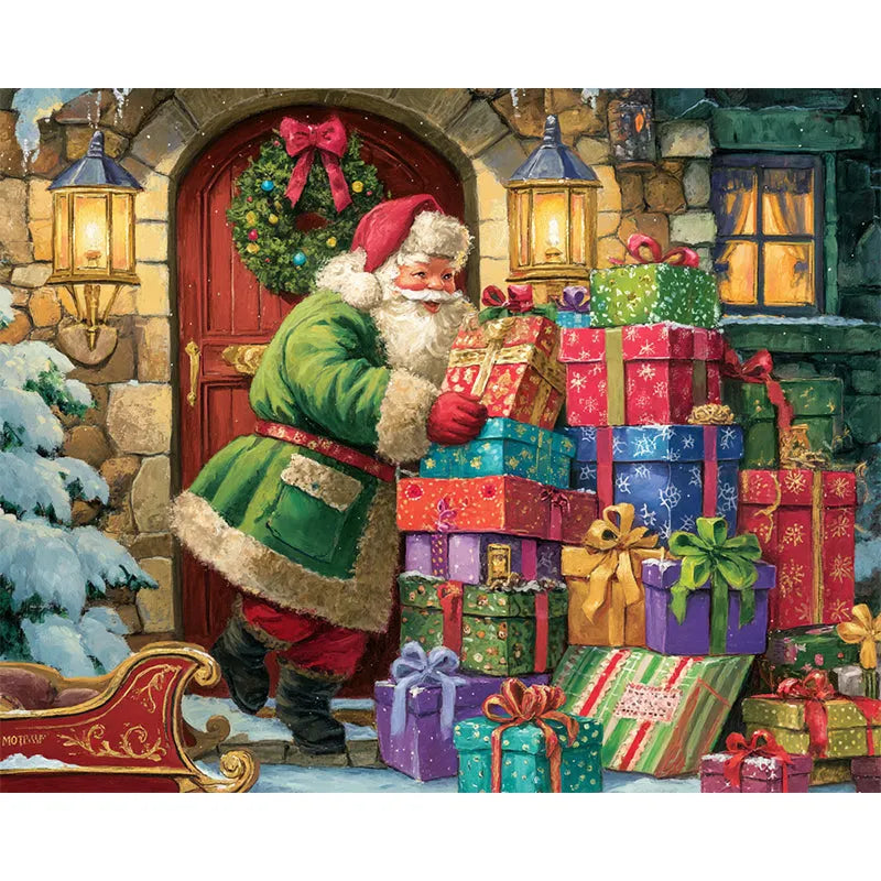 Santa Delivers Gifts Wooden Jigsaw Puzzle