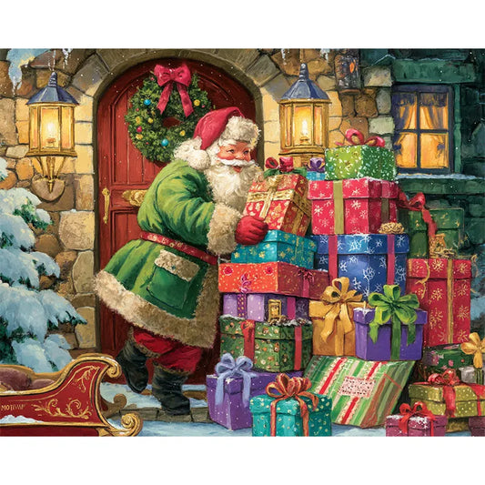 Santa Delivers Gifts Wooden Jigsaw Puzzle