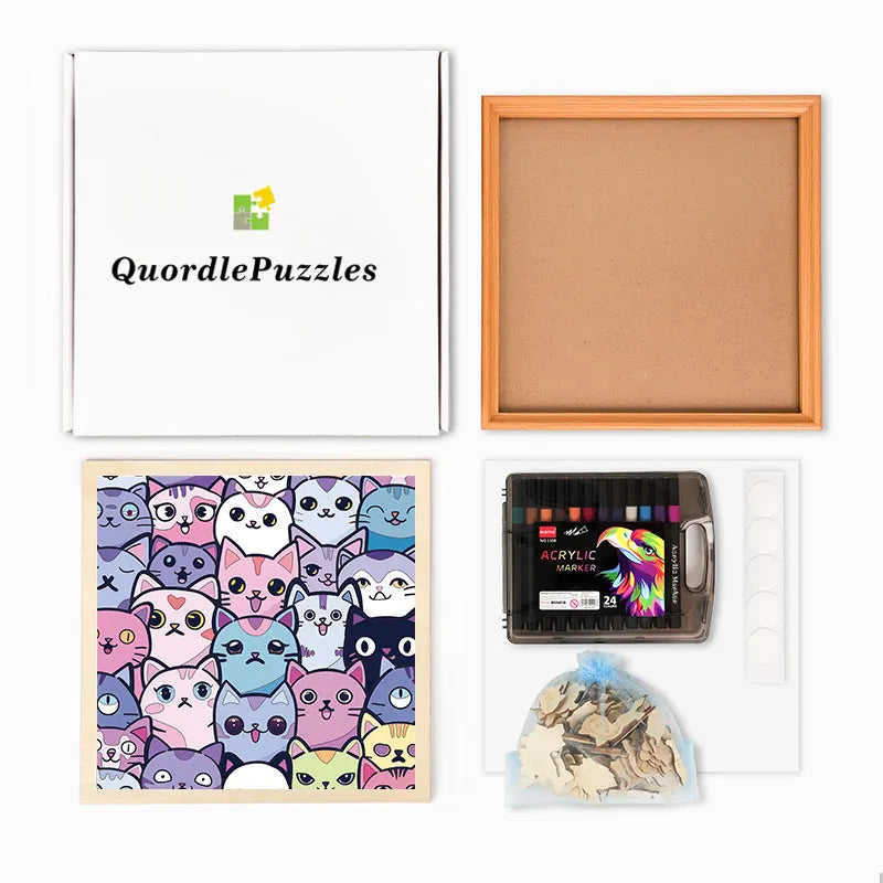 Silly Kitties - Wooden Coloring Puzzle