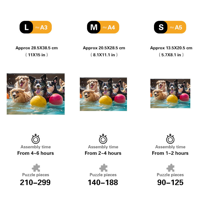 Playful Dogs in the Pool Wooden Jigsaw Puzzle