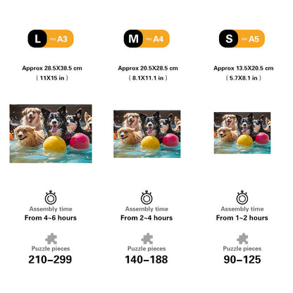 Playful Dogs in the Pool Wooden Jigsaw Puzzle