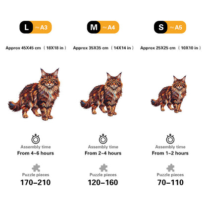 Vibrant Abstract Cat Wooden Puzzle