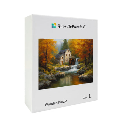 Autumn Mill by the River Wooden Jigsaw Puzzle