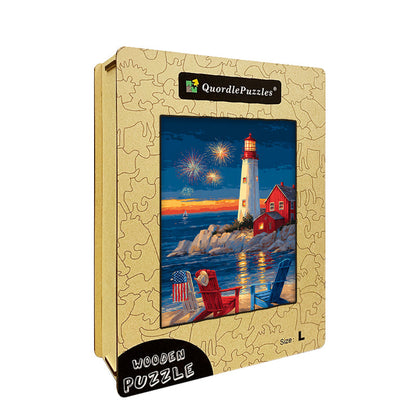 Patriotic Beach Wooden Jigsaw Puzzle