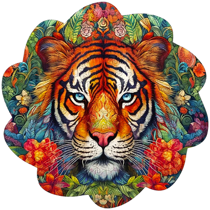 🔥LAST DAY 86% -Tiger With Flowers Wooden Jigsaw Puzzle