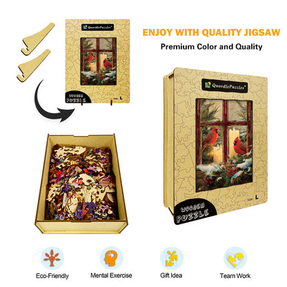 Winter Cardinals Wooden Jigsaw Puzzle