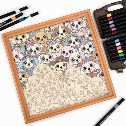 Cute Puppies- Wooden Coloring Puzzle