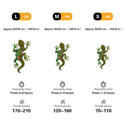 Emerald Mandala Gecko Wooden Jigsaw Puzzle