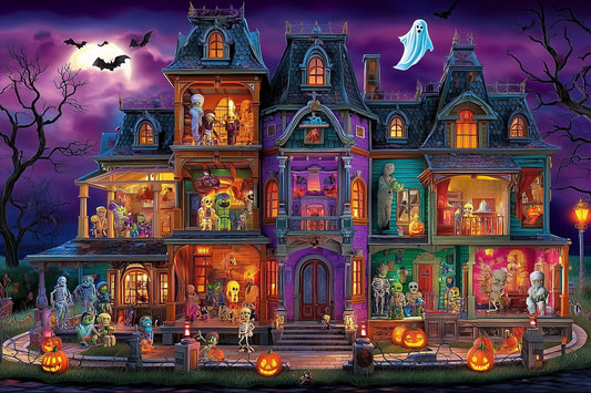 Spooky Mansion Halloween Wooden Jigsaw Puzzle