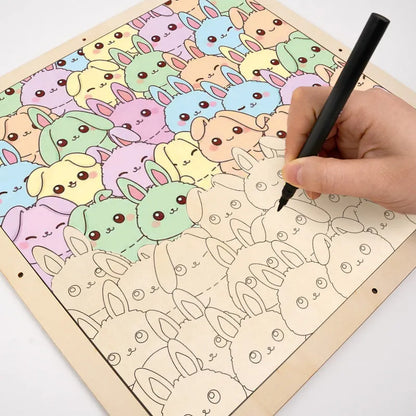 Rabbits - Wooden Coloring Puzzle