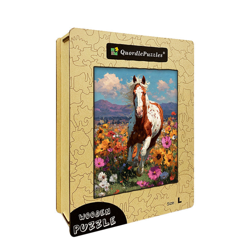 Horse Wildflowers Wooden Jigsaw Puzzle