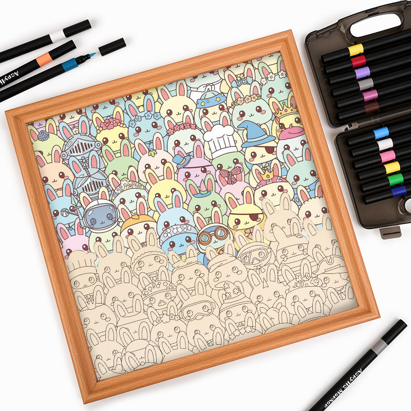 Bunnies- Wooden Coloring Puzzle