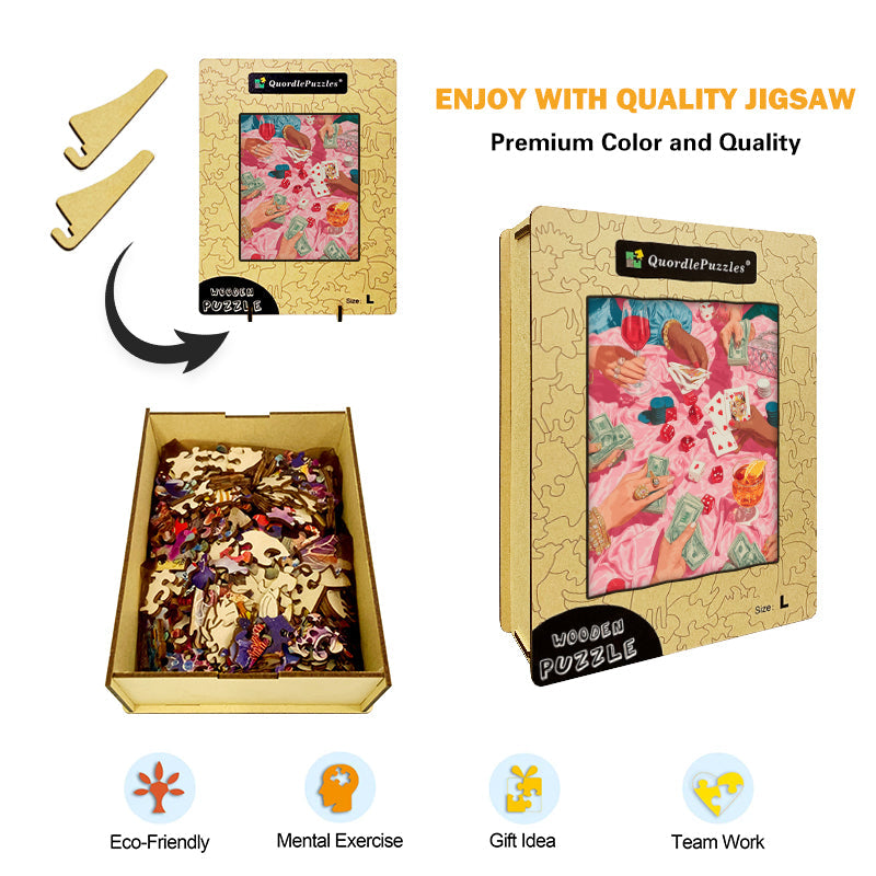 Retro Gambling Wooden Jigsaw Puzzle