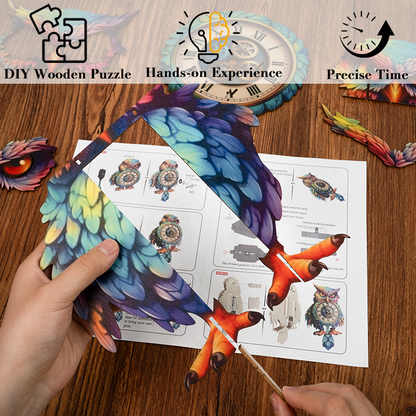 Rainbow Owl 3D Wooden Clock Puzzle