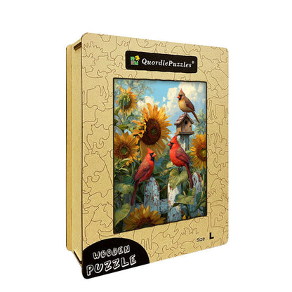 Cardinals & Sunflowers Wooden Jigsaw Puzzle