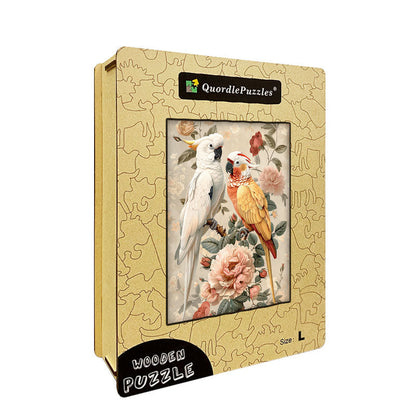 Floral Parrots Wooden Jigsaw Puzzle