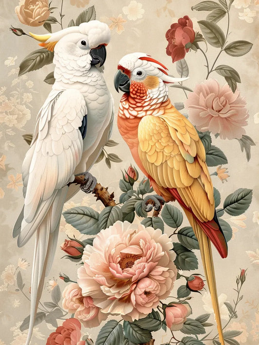 Floral Parrots Wooden Jigsaw Puzzle