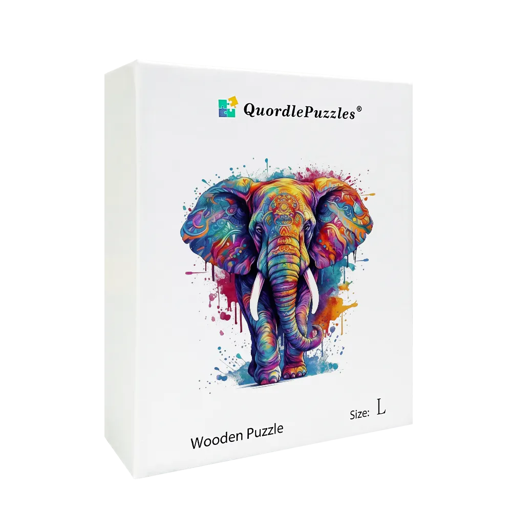 🔥Last Day 84% OFF-Rainbow Elephant blue Wooden Jigsaw Puzzle