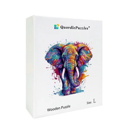 🔥Last Day 84% OFF-Rainbow Elephant blue Wooden Jigsaw Puzzle