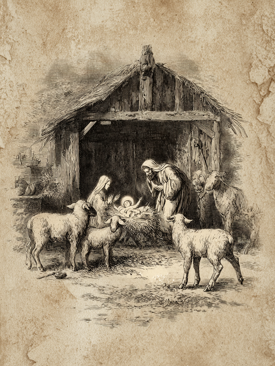 Vintage Nativity Scene Wooden Jigsaw Puzzle