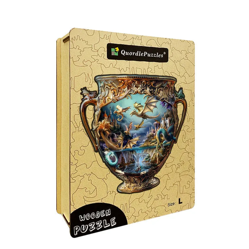 Dragons in a Majestic Vessel Wooden Jigsaw Puzzle