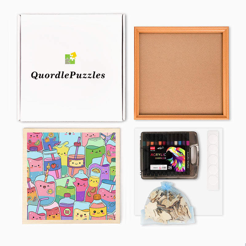 Cute juices - Wooden Coloring Puzzle
