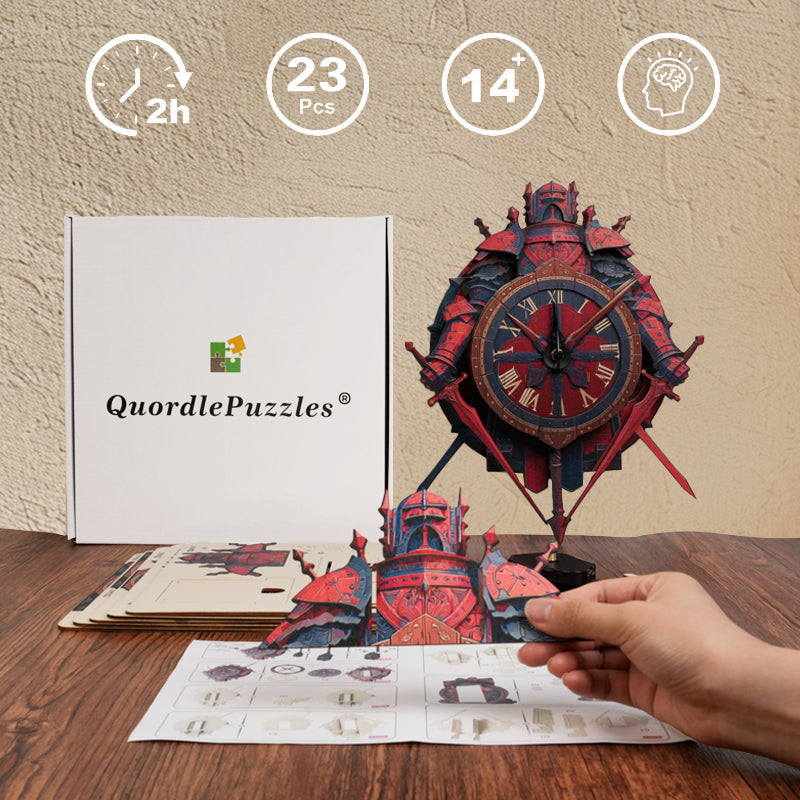 Knight of Time Collective Display Wooden Clock Puzzle
