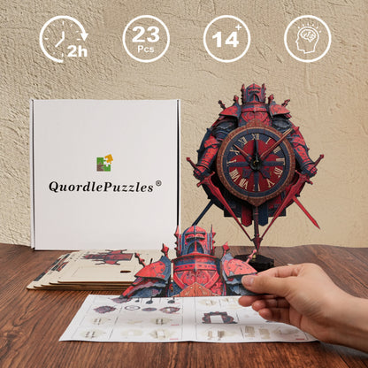 Knight of Time Collective Display Wooden Clock Puzzle