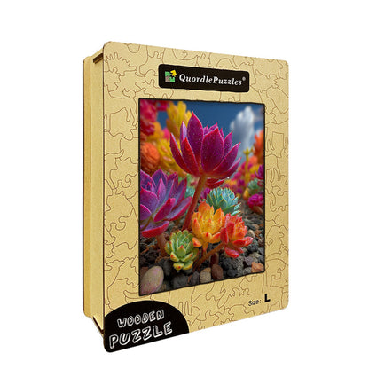 Colorful Succulents Wooden Jigsaw Puzzle