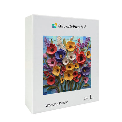 Pastel Relief Flower Garden Wooden Jigsaw Puzzle